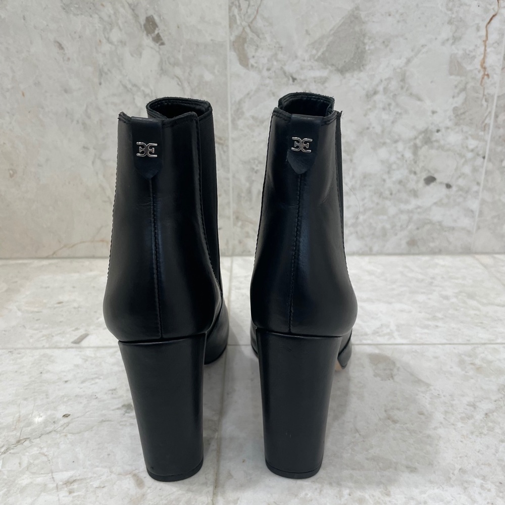 ***SOLD***SAM EDELMAN {9.5} Black Bootie Ankle Boot Rounded Blocky Heel - Picture 9 of 14